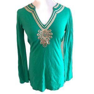 Lilly Pulitzer Green Gold 100% Cotton TunicSz S